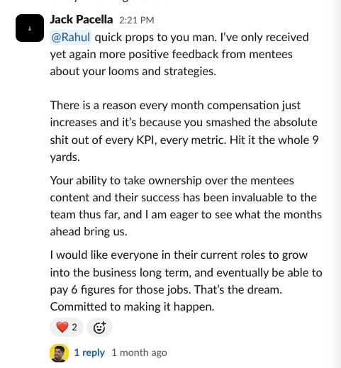 Jack Pacella Slack testimonial